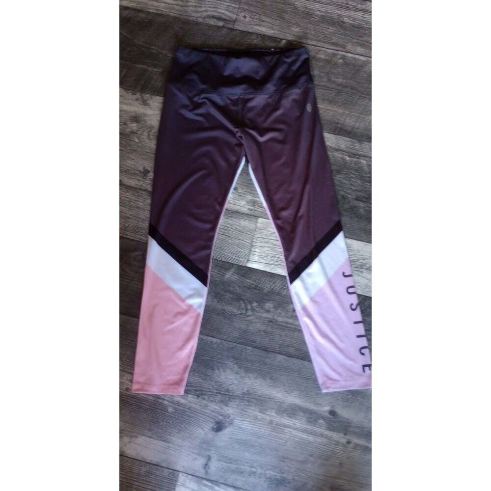Justice Girls XL Coal, Pink, Orange Leggings With Logo Graphic On Side Of Leg